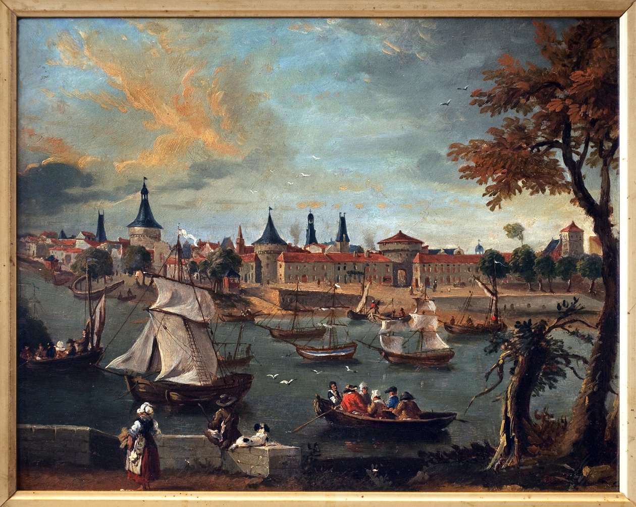 18 世纪的利布尔内港。皮埃尔-福尼尔（Pierre Fournier，1740-1793 年）的作品，纸板上的油画 作者 皮埃尔·富尼埃