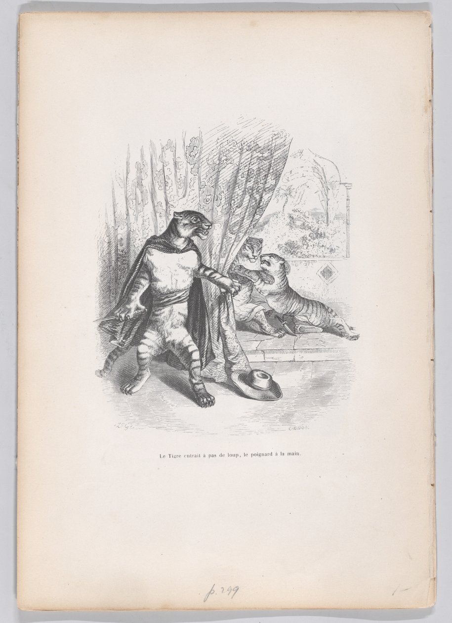 老虎悄悄地走进来，手中的匕首来自Scenes from the Private a...，约1837-47。 作者 皮埃尔·弗朗索瓦·戈达尔