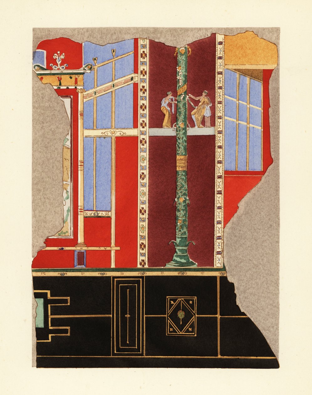 面板在 Casa di Laocoonte 或 House of Laocoon，庞贝城，第三庞贝风格 作者 皮埃尔·古斯曼