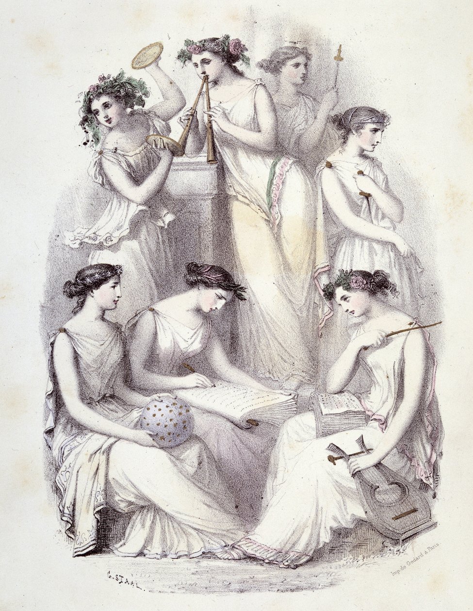 Geniuses of Olympus - in “” Les Femmes mythologiques “”，G. Staal 的画，Mery 和 Cte Foelix 的画，Ed. G. de Gouet 作者 皮埃尔·古斯塔夫·尤金·斯塔尔