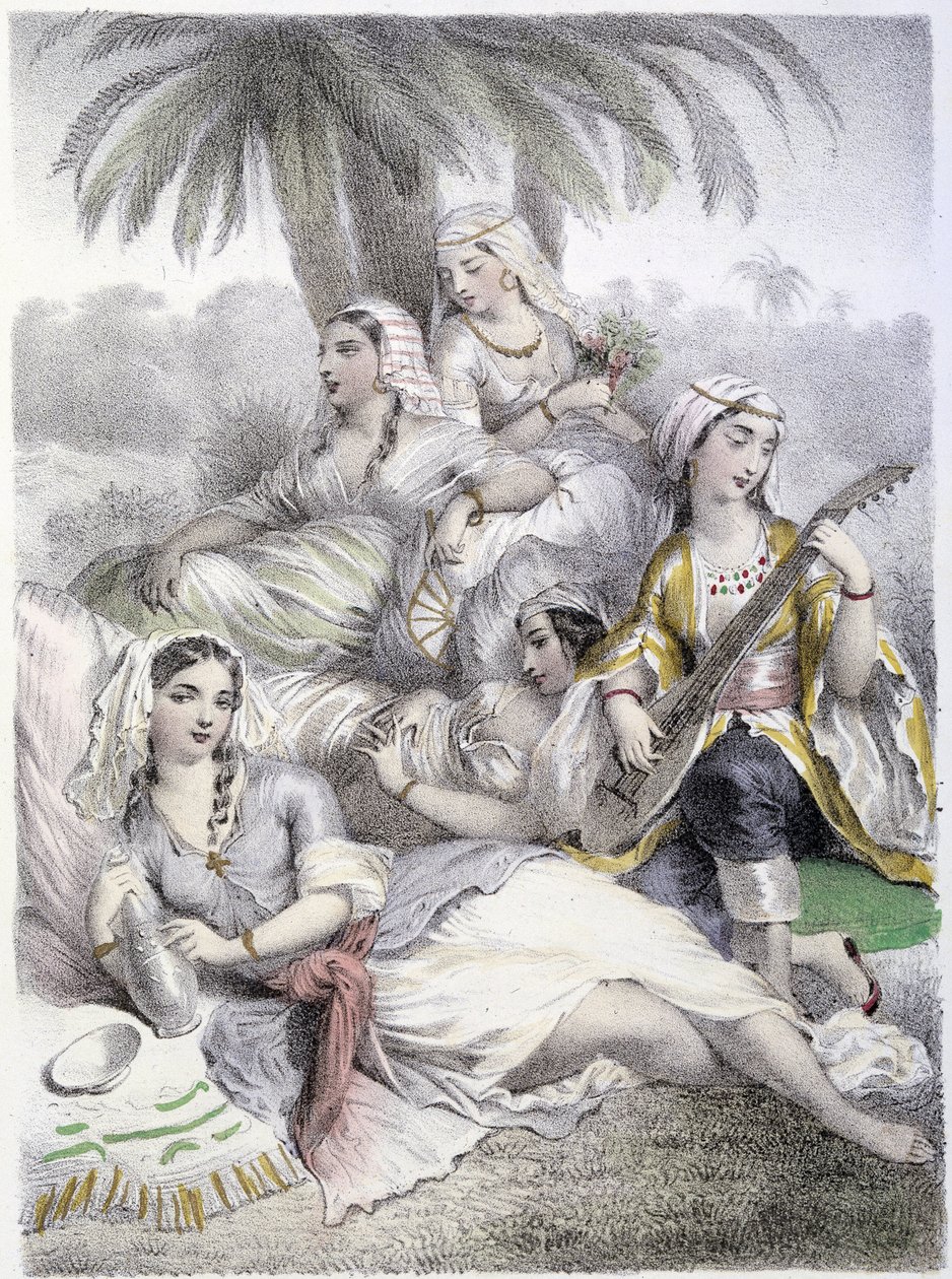 Les Houris - 在“Les Femmes mythologiques”中，由 G. Staal、Mery 和 Cte Foelix、Ed. G. de Gouet 绘制 作者 皮埃尔·古斯塔夫·尤金·斯塔尔