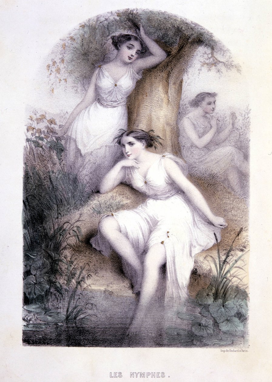 Les nymphs - 在“Les femmes mythologiques”中，由 G. Staal、Mery 和 Cte Foelix、Ed. G. de Gouet 绘制 作者 皮埃尔·古斯塔夫·尤金·斯塔尔