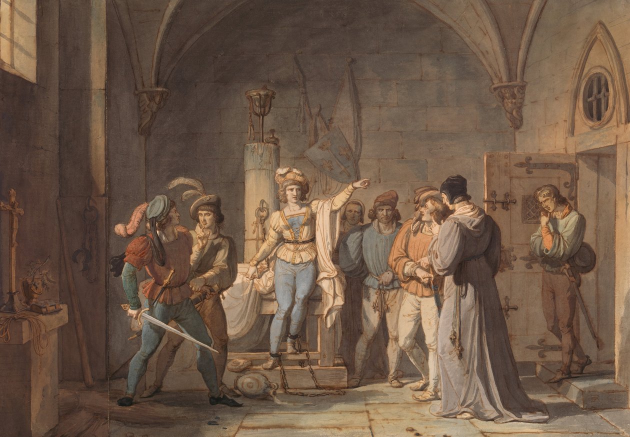 被囚禁在鲁昂的圣女贞德，1819年。 作者 皮埃尔·亨利·雷沃（Pierre Henri Revoil）