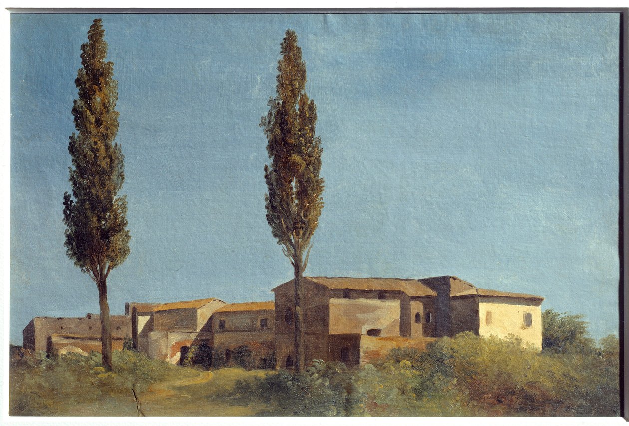 在法尔内塞别墅，两棵杨树。 Pierre Henri De Valenciennes (1750-1819) 的绘画 作者 皮埃尔·亨利·德·瓦朗谢讷