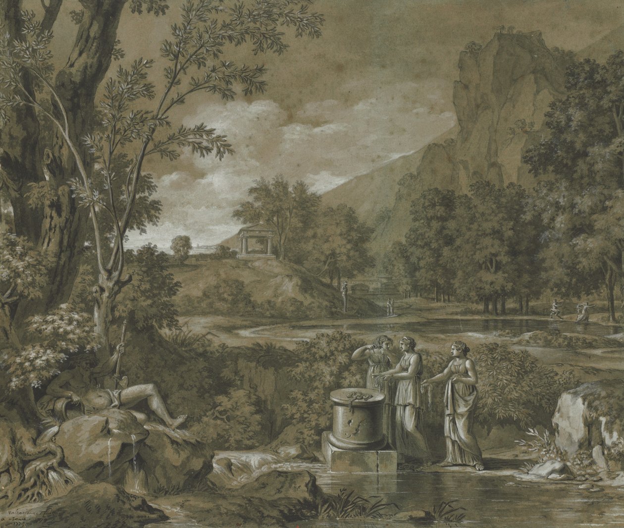 古典风景，1779年。 作者 皮埃尔·亨利·德·瓦朗谢讷