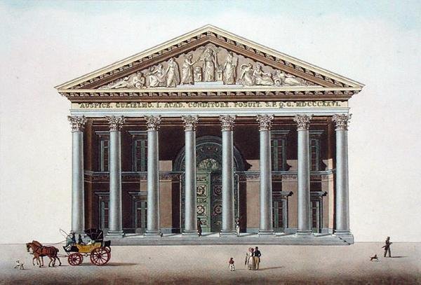 根特的学术宫，出自皮埃尔-雅克-戈特盖布尔的 "Choix des Monuments, Edifices et Maisons les plus remarquables du Royaume des Pays-Bas"，由L. Roelandt雕刻，1827年出版（水印）。 作者 皮埃尔·雅克（后）歌德堡