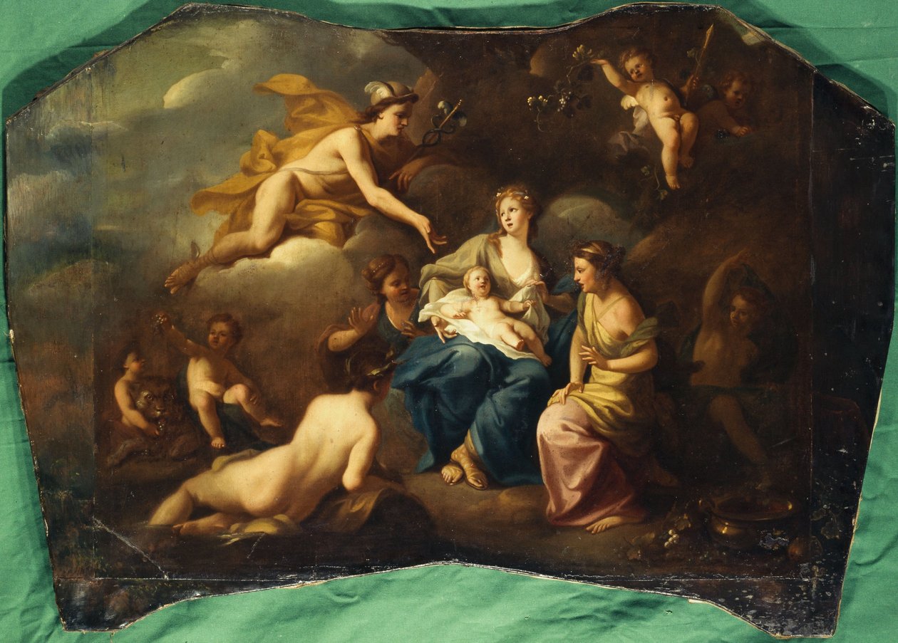 巴克斯的诞生》，约 1720 年（布面油画） 作者 皮埃尔·雅克·凯兹（Pierre Jacques Cazes）