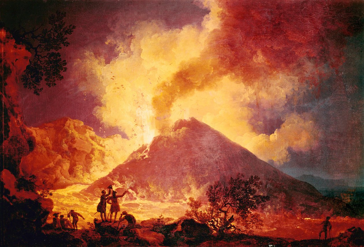 维苏威火山爆发，意大利......（布面油画） 作者 皮埃尔·雅克·沃尔莱尔