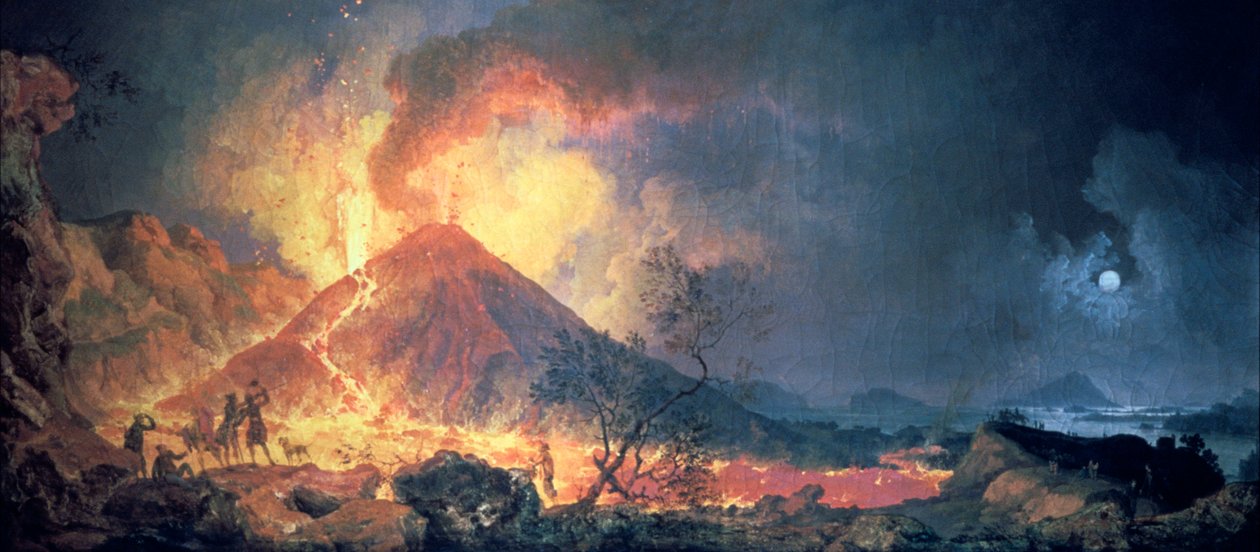维苏威火山爆发，1770年代。 作者 皮埃尔·雅克·沃尔莱尔