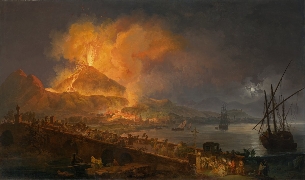 山的火山爆发维苏威，1777年 作者 皮埃尔·雅克·沃尔莱尔