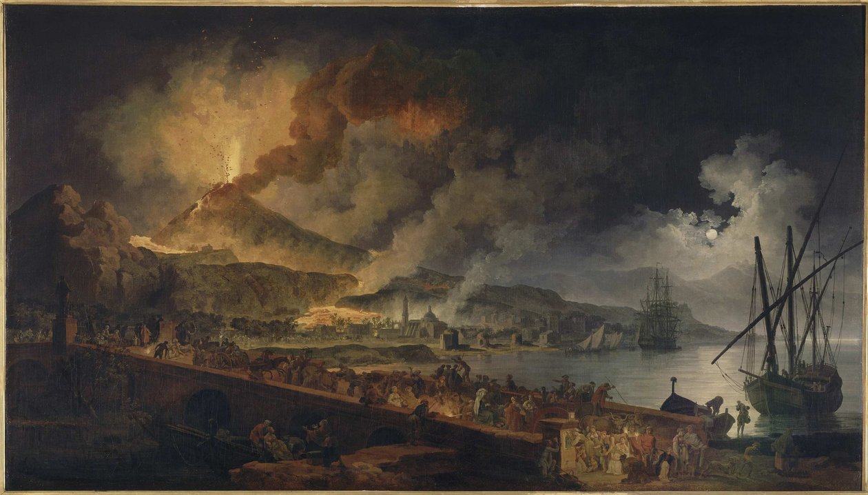 从约1767年的Portici看到的维苏威火山爆发。 作者 皮埃尔·雅克·沃尔莱尔