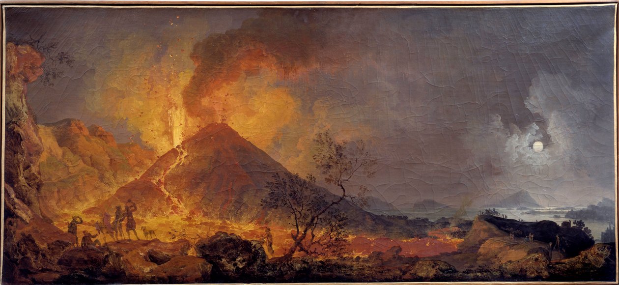 那不勒斯维苏威火山喷发 Pierre-Jacques (Pierre Jacques) Volaire (Le chevalier volaire) (1729-1802) 18 世纪 Le Havre, Musee des Beaux Arts 绘画 作者 皮埃尔·雅克·沃尔莱尔