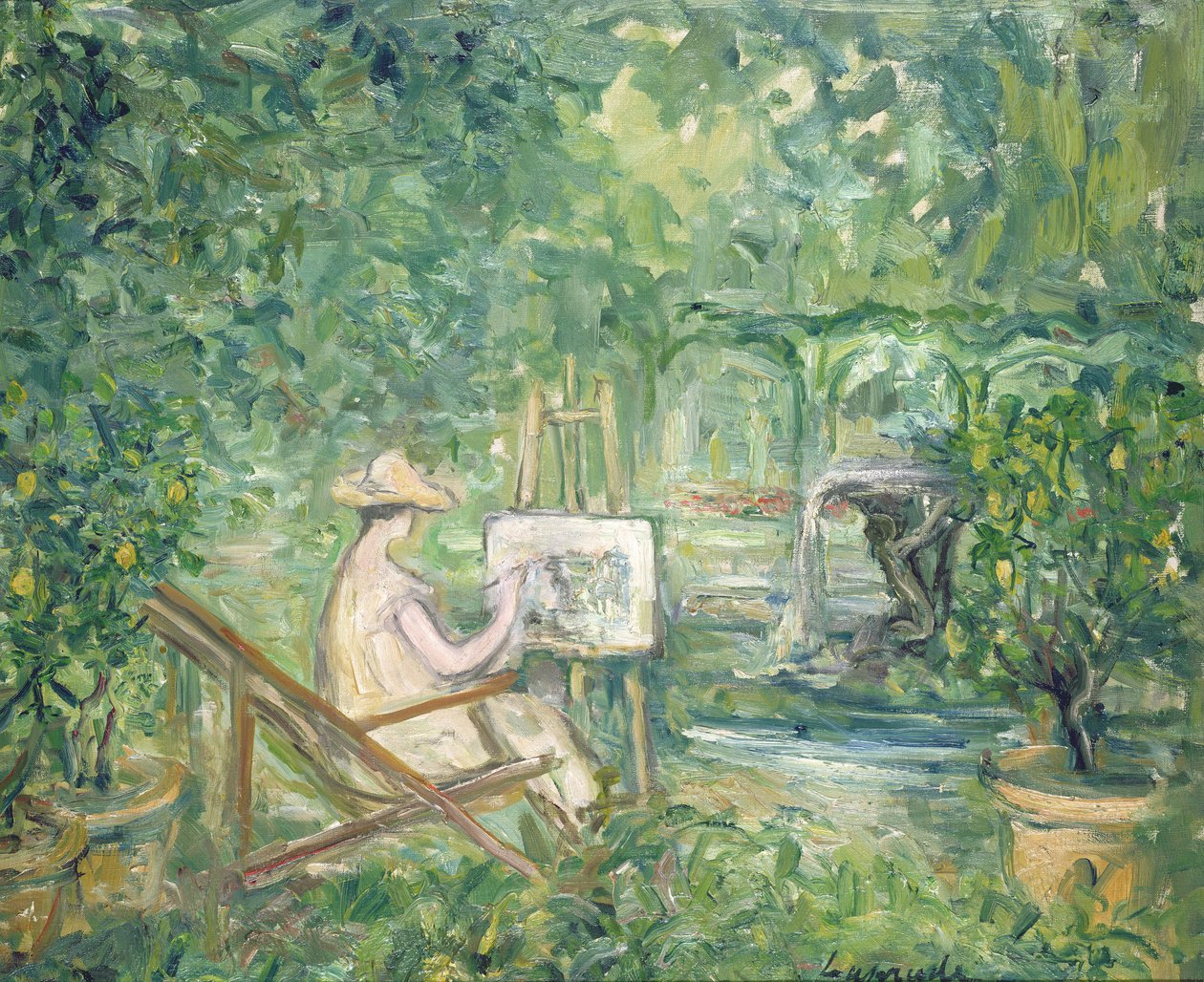 绘画在风景的妇女，1900-10 作者 皮埃尔·拉普拉德