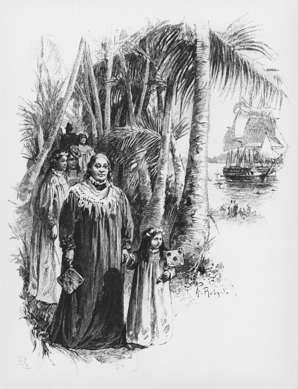 大溪地的女王Pomare IV（1827-77），来自巴黎的Pierre Loti的“Loti的婚姻，Rarahu”，Calmann Levy，1898年出版 作者 皮埃尔·洛蒂