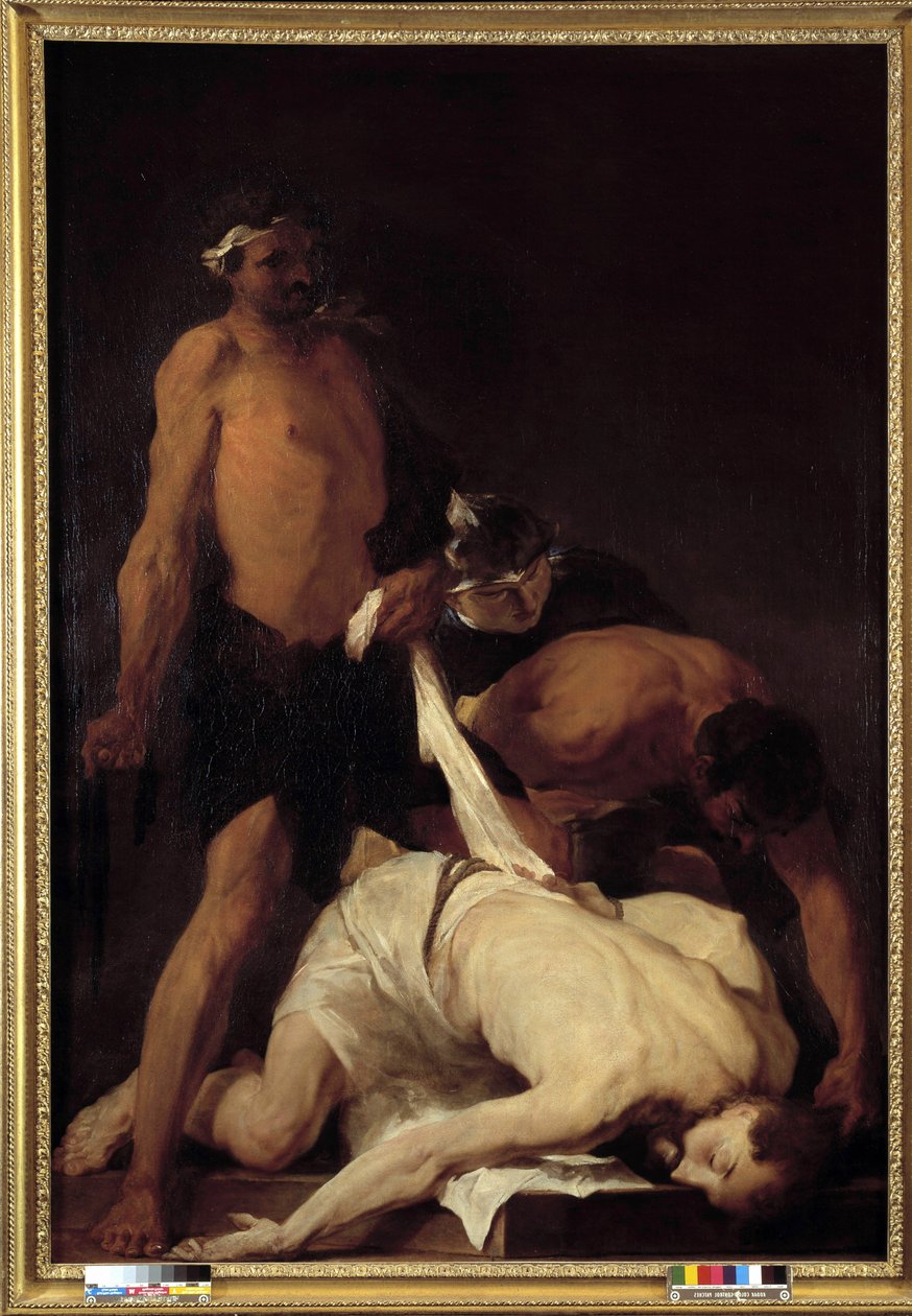 基督被鞭打后昏倒（布面油画） 作者 Pierre Louis Cretey或Cretet