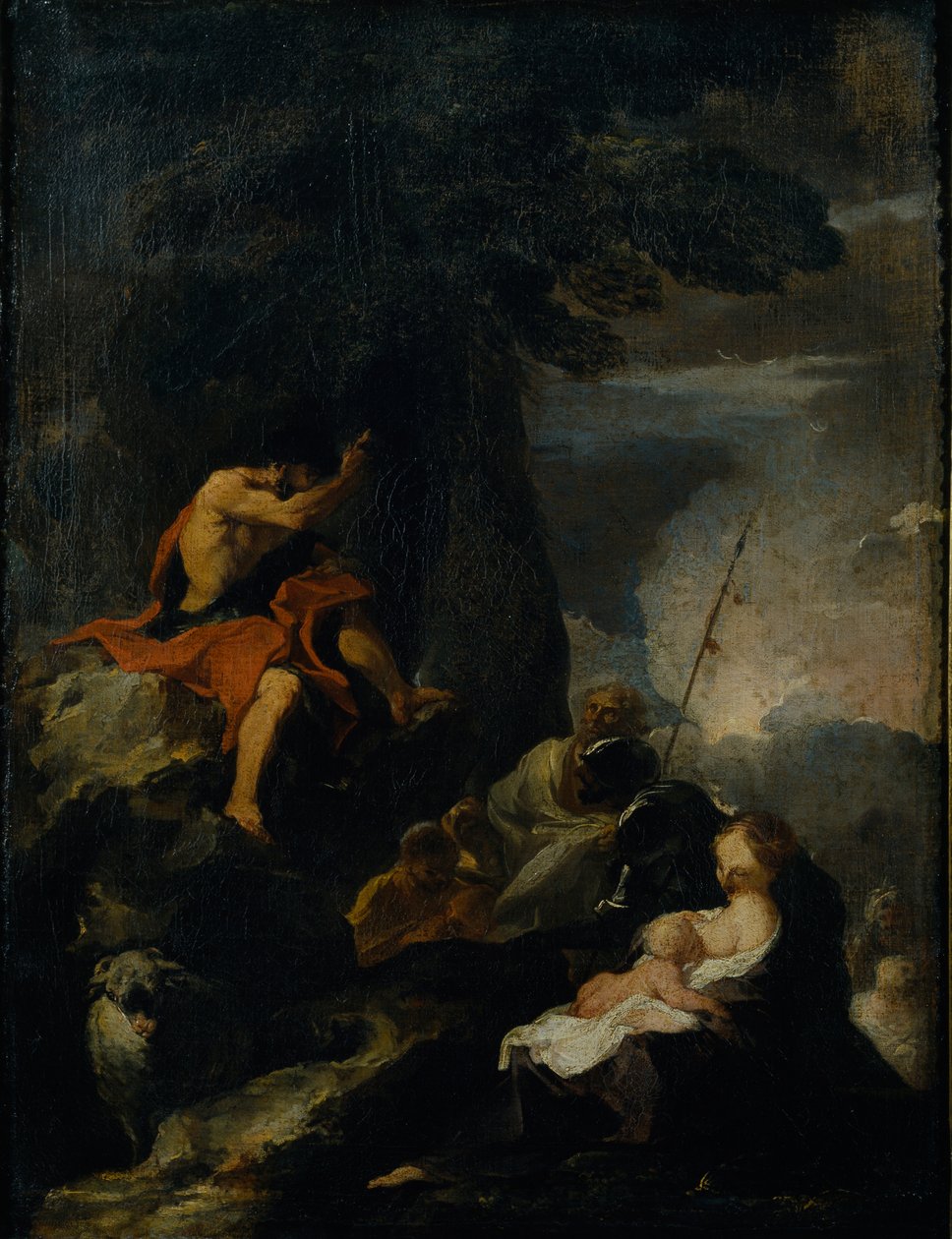 St. John the Baptist preaching in the wilderness (oil on canvas) 作者 Pierre Louis Cretey或Cretet