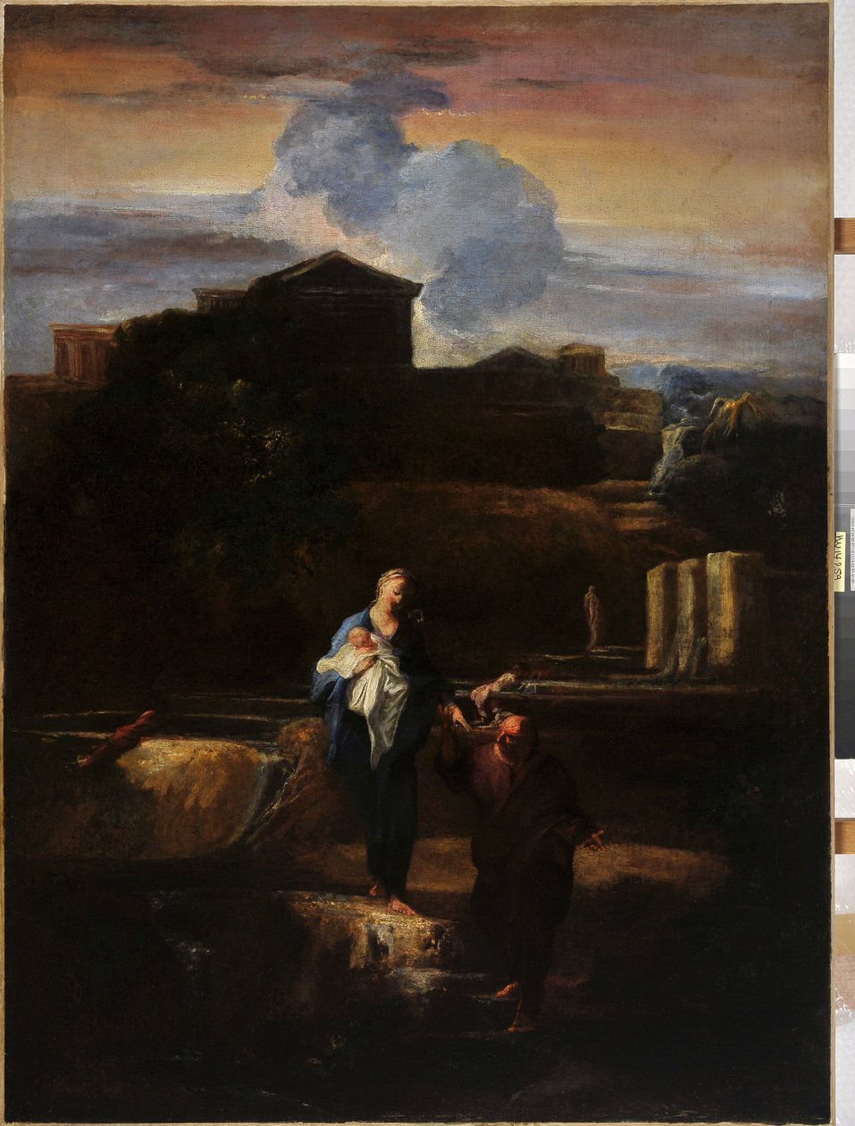 飞往埃及的航班。 皮埃尔·路易斯·克雷蒂 (Pierre-Louis Cretey) 的绘画 作者 Pierre Louis Cretey或Cretet