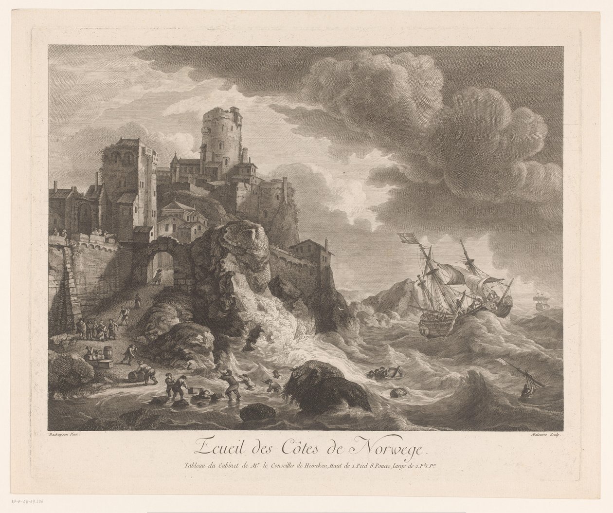 挪威海岸与被冲上岸的海员
Ecueil des Côtes de Norwege（物上标题） 作者 皮埃尔·马洛弗尔