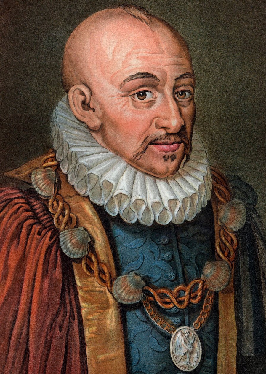 Michel Eyquem de Montaigne 1533-1592 - 雕刻 - 19世纪 - Michel Eyquem de Montaigne（1533-1592）的肖像"，法国人文主义哲学家。皮埃尔-米歇尔-阿里克斯的版画 作者 皮埃尔·米歇尔·阿利克斯