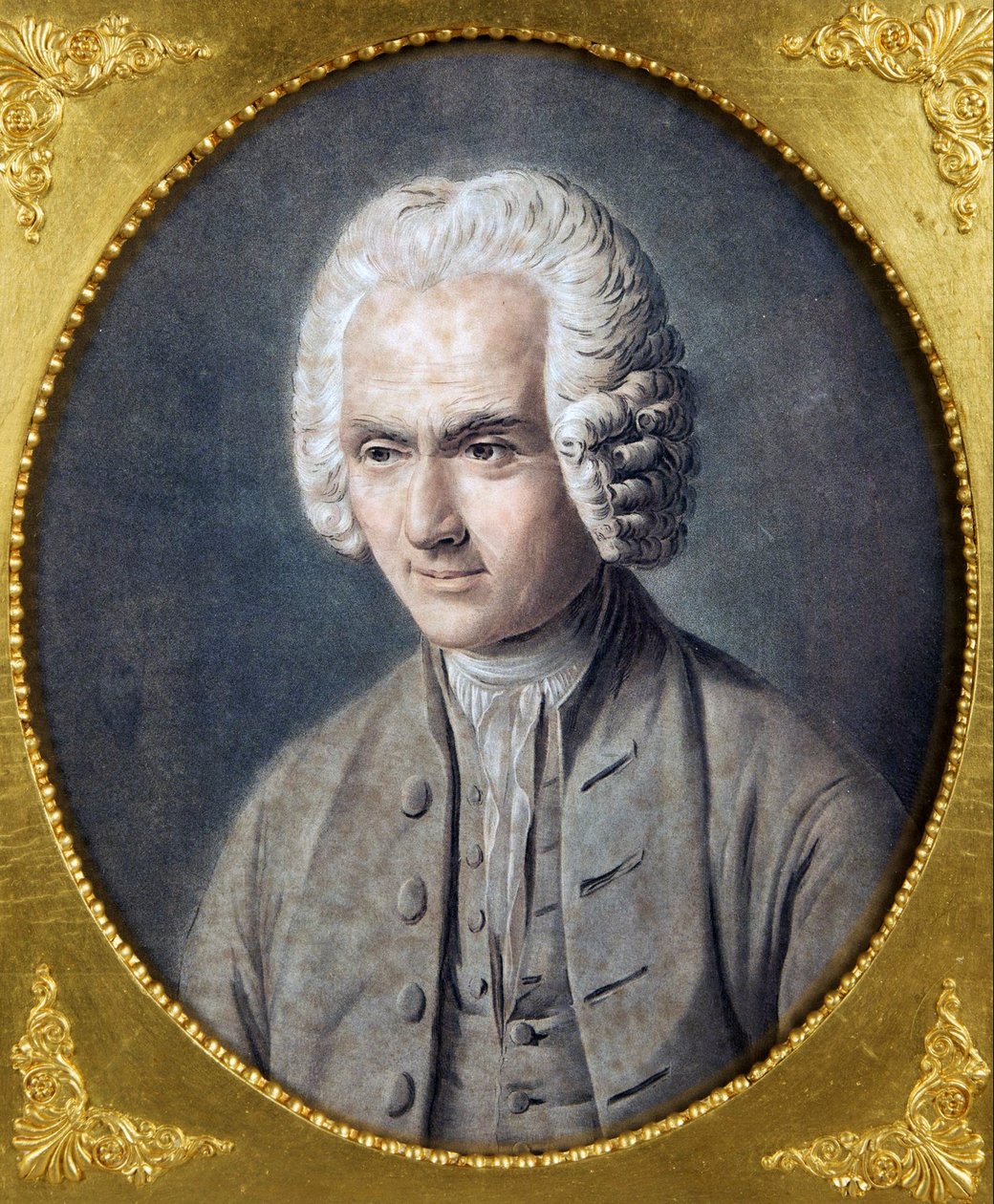 让-雅克·卢梭 (1712-1778) 的肖像，Alix, Pierre Michel (1762-1817)。 Aquatint，尺寸：40,5x36，私人收藏 作者 皮埃尔·米歇尔·阿利克斯