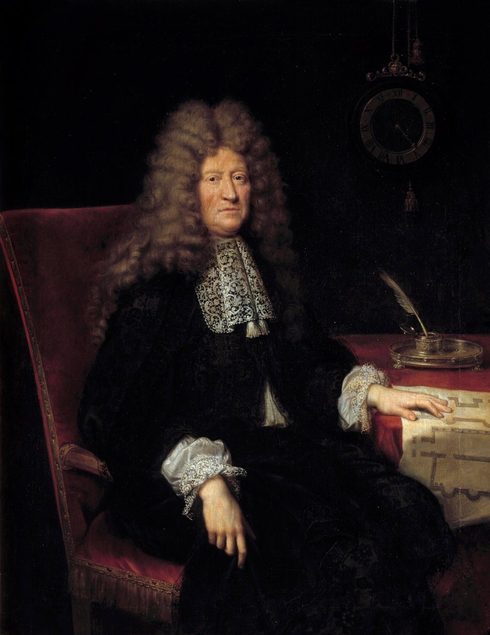 爱德华·科尔伯特 (Edouard Colbert, Marquis de Villacerf) 的肖像 (1628-1699) 路易十四国王建筑的负责人 Pierre Mignard (1612-1695) 1698 年作画 1,63x1,28 m - Edouard Colbert 的肖像，Marquis de Villacerf (1628-1699)，总监 作者 皮埃尔·米尼亚德