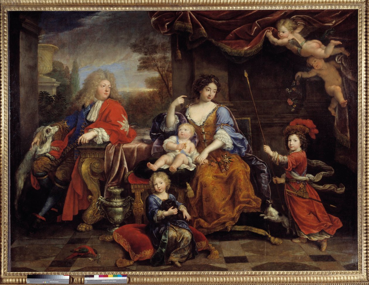 The Family of Louis of France (1661-1711) son of Louis XIV (1638-1715), known as the Grand Dauphin””, in 1687”” He was a representative with his wife Marie Anne Christine de Baviere and their children Louis, Philippe (who became Philip V of Spain) and Char 作者 皮埃尔·米尼亚德