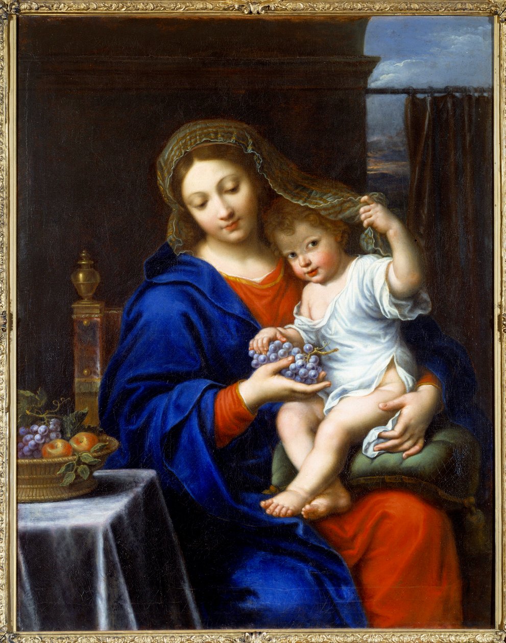 处女有 Pierre Mignard (1612-1695) 1640 Sun 的集群绘画。 1,21x0,94 m 作者 皮埃尔·米尼亚德