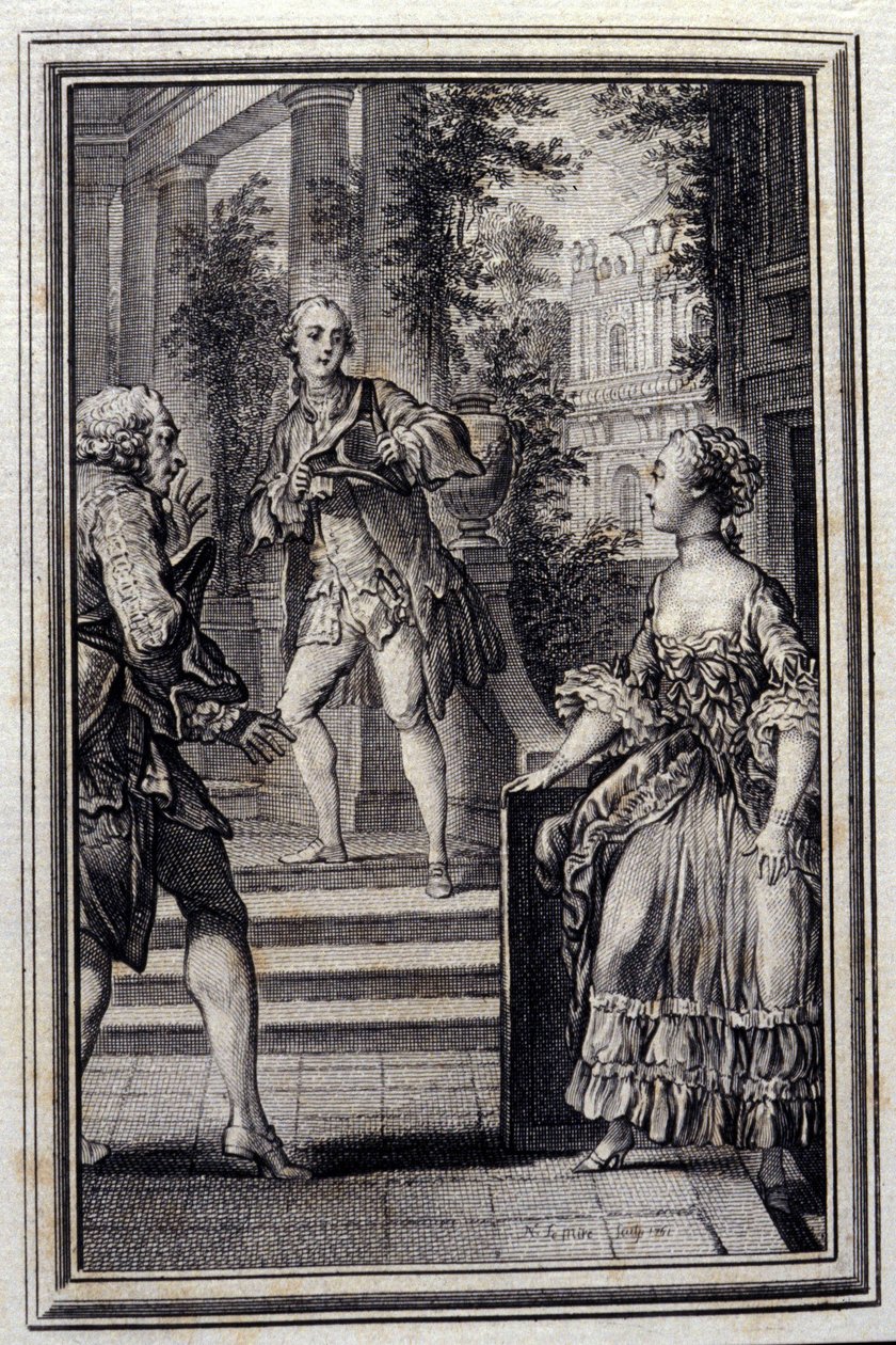 La Confidente sans savoir ou le Stratageme - 在让-拉封丹的 "Tales et nouvelles en vers "中。1776.插图：P.P. Choffard。 作者 皮埃尔·菲利普·肖法尔