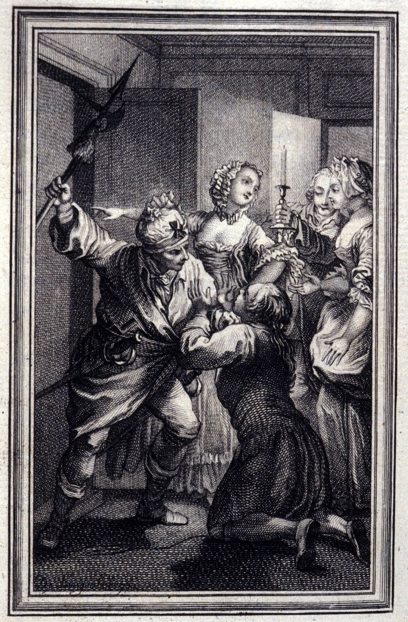 La Gageure des trois commeres - 载于让-拉封丹的 "Tales et nouvelles en vers"。1776.插图：P.P. Choffard。 作者 皮埃尔·菲利普·肖法尔