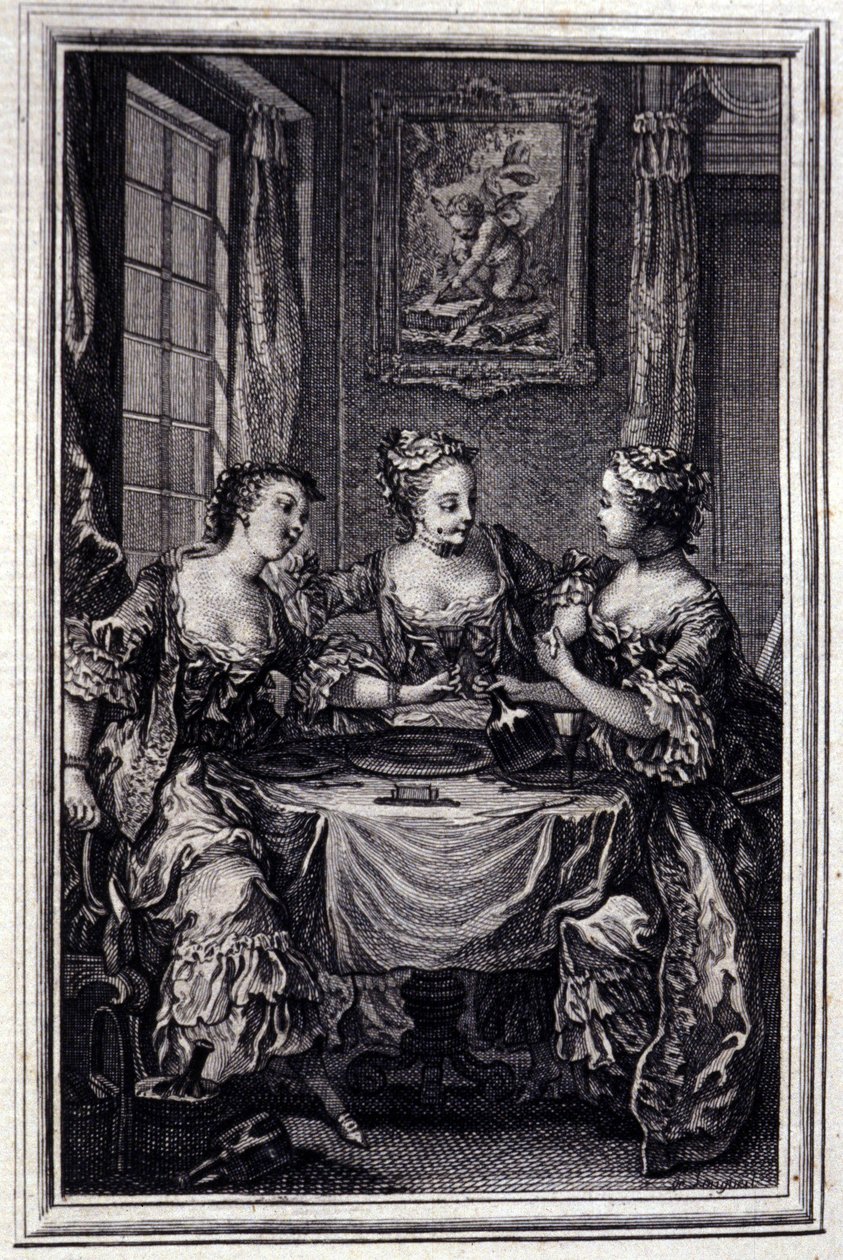 La Gageure des trois commeres - 载于让-拉封丹的 "Tales et nouvelles en vers"。1776.插图：P.P. Choffard。 作者 皮埃尔·菲利普·肖法尔