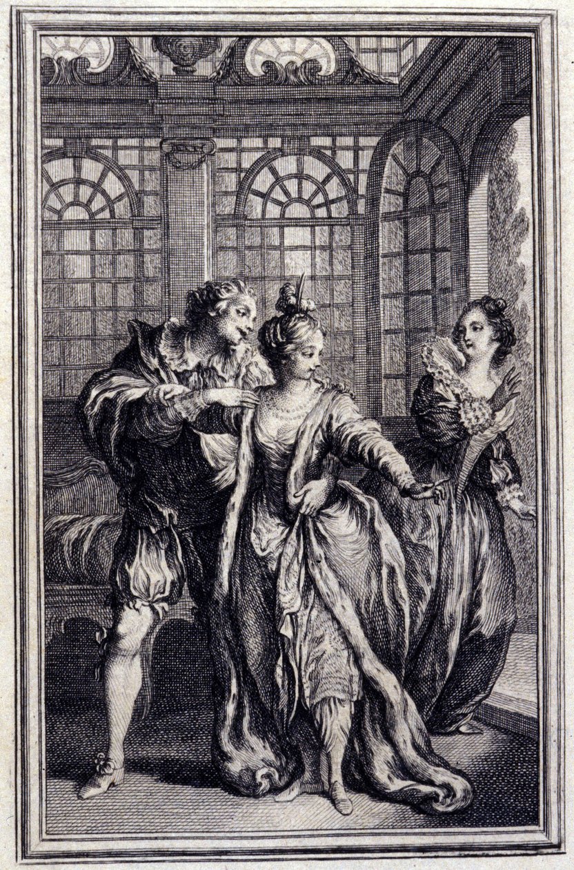 La fiancee du roi de Garbe - in "Tales et nouvelles en vers" by Jean La Fontaine.1776.插图：P.P. Choffard。 作者 皮埃尔·菲利普·肖法尔