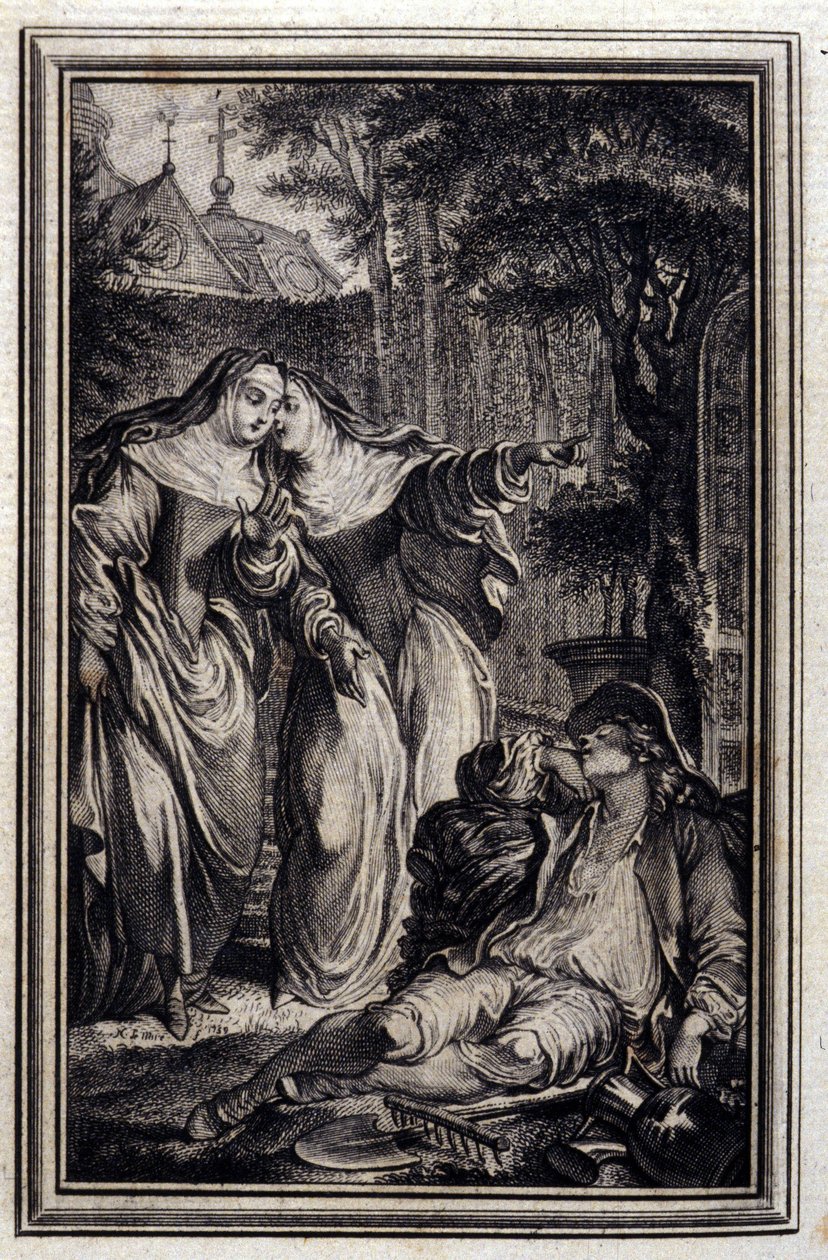 Mazet de Lamporechio--载于让-拉封丹的 "诗歌故事和短篇小说"。1776.插图：P.P. Choffard。 作者 皮埃尔·菲利普·肖法尔