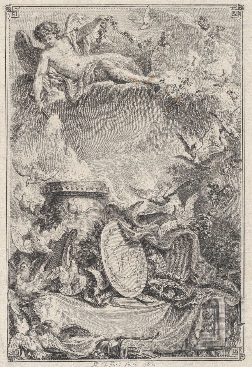 婚礼证书，1780年。 作者 皮埃尔·菲利普·肖法尔