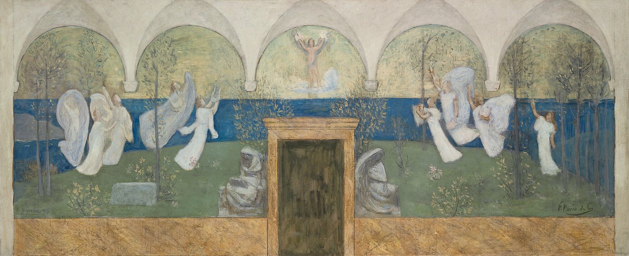 为天才的灵感缪斯加油而准备的画，《光明使者》，1895年 作者 皮埃尔·普维斯·德·沙瓦纳