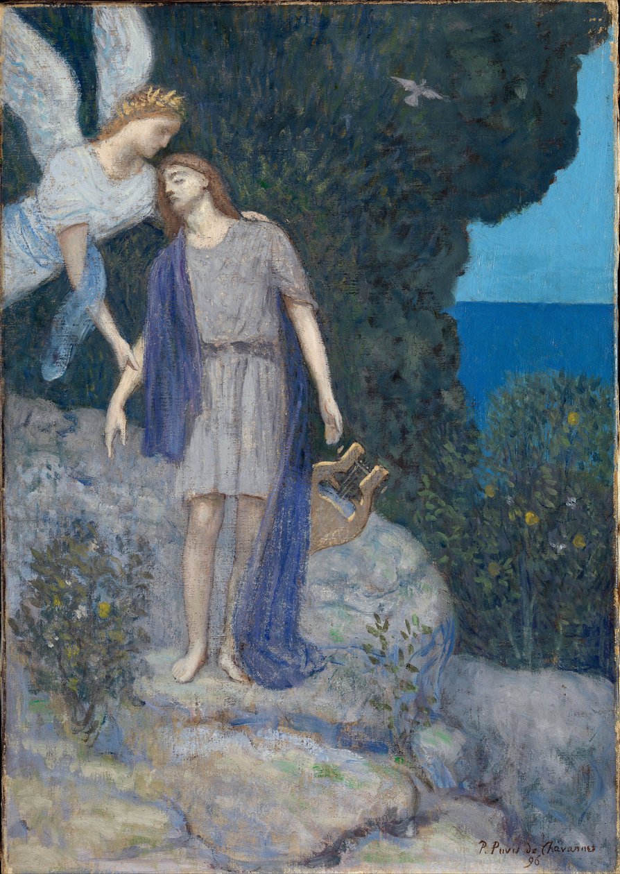 《诗人和他的缪斯》 Pierre Puvis de Chavannes (1824-1898) 绘画 1896 挪威奥斯陆国家艺术博物馆 作者 皮埃尔·普维斯·德·沙瓦纳