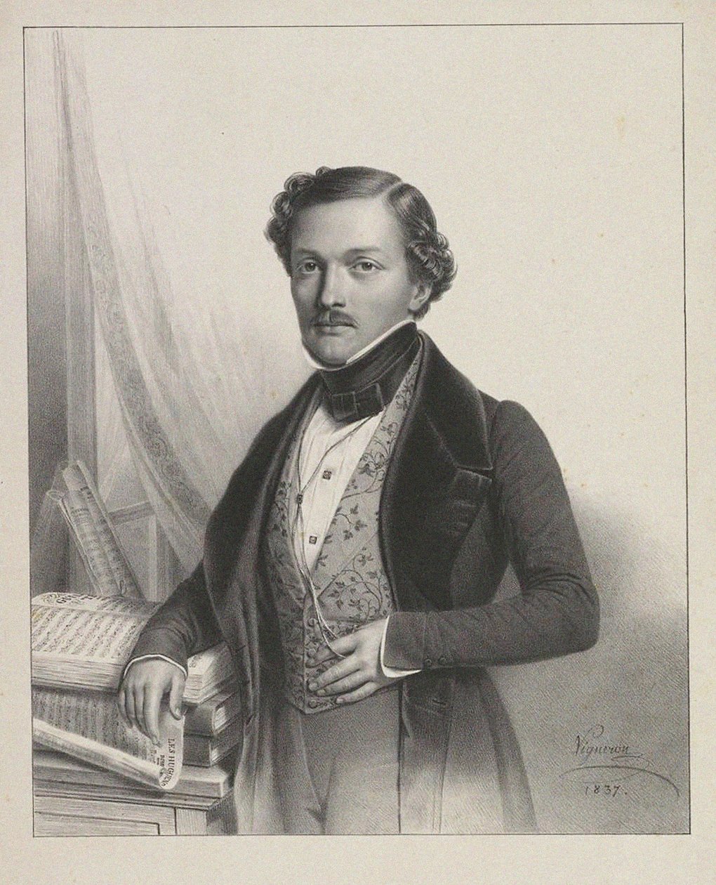 歌手肖像Gilbert-Louis Duprez 1806-1896，1837年 作者 皮埃尔·罗奇·维格纳隆