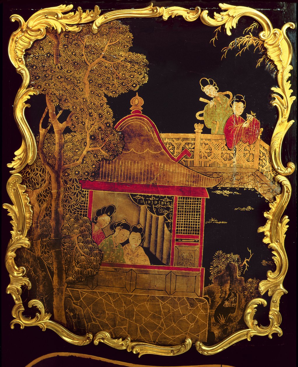 路易十五马桶的侧板，c.1745（木材上的漆和金）（re 222380） 作者 皮埃尔·罗素