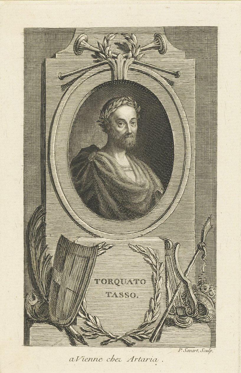 Torquato Tasso 1544-1595的肖像，约1770年。 作者 皮埃尔·萨瓦特