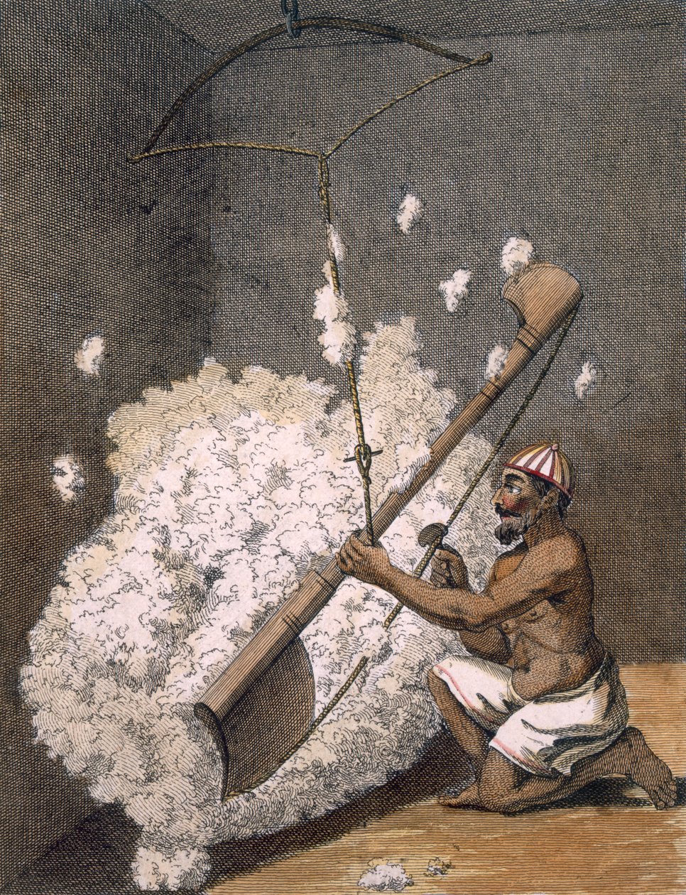 梳理棉花，1782年。 作者 皮埃尔·桑纳拉特