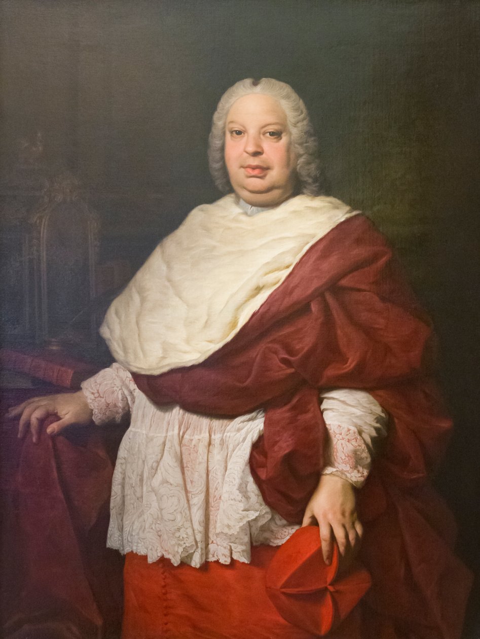 红衣主教西尔维奥·瓦伦蒂·冈萨加的肖像，c.1745（布面油画） 作者 皮埃尔·苏伯莱拉斯