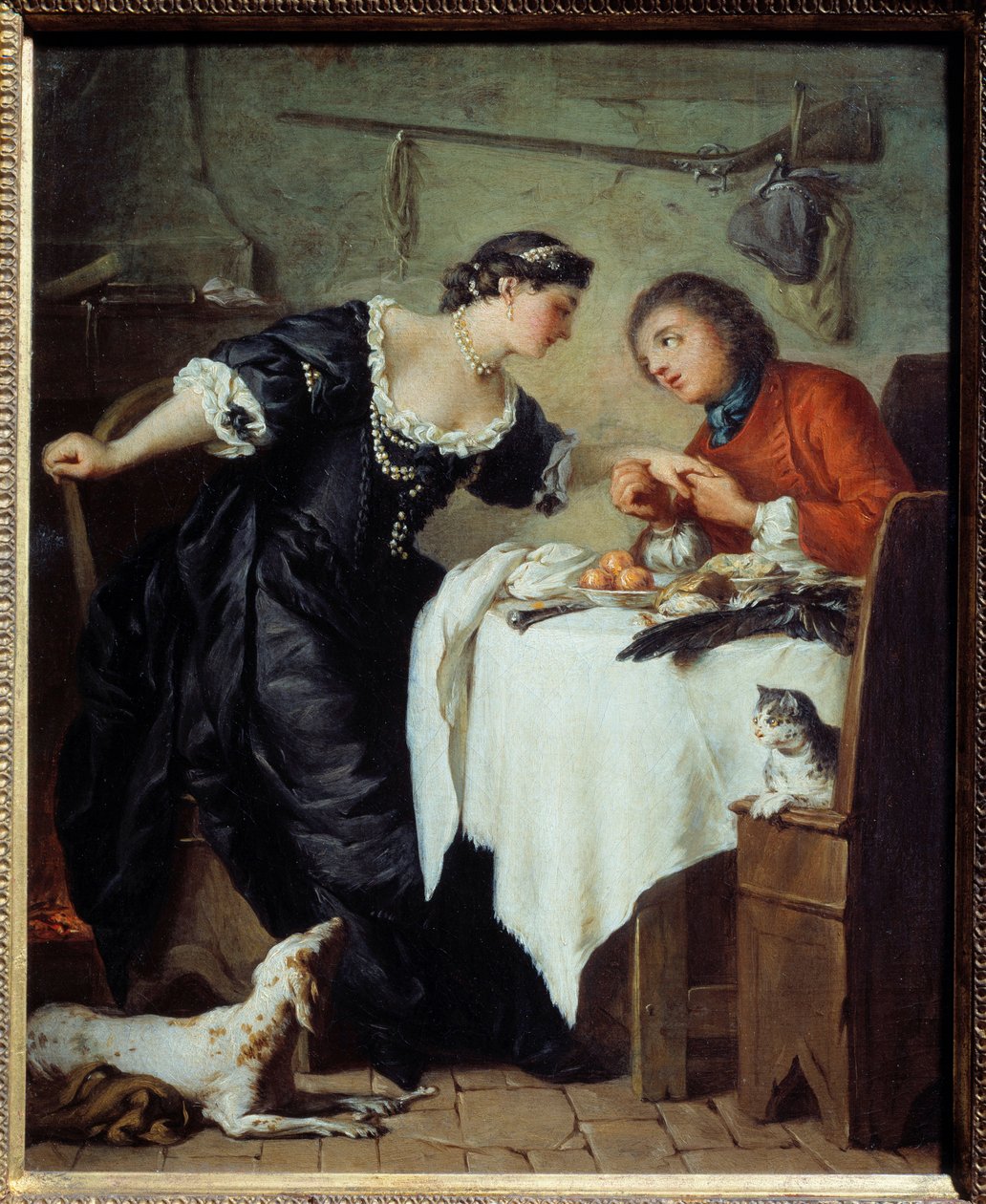 猎鹰。Jean de La Fontaine的寓言插图。皮埃尔-苏伯莱拉斯（1699 - 1749）的绘画。 作者 皮埃尔·苏伯莱拉斯
