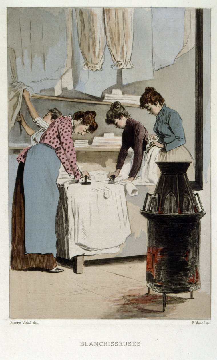 Paris launderers work in a launderette sweatshop, France 作者 皮埃尔·维达尔
