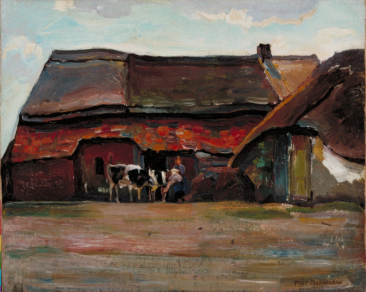 Brabant Farmyard，1904年（油画布在帆布上） 作者 彼得·蒙德里安