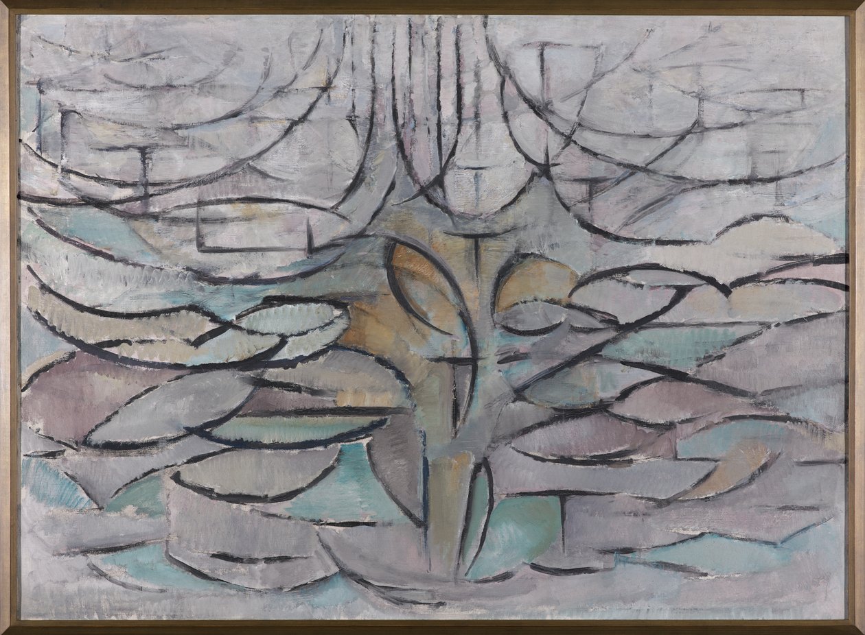 开花Appletree，1912年 作者 彼得·蒙德里安