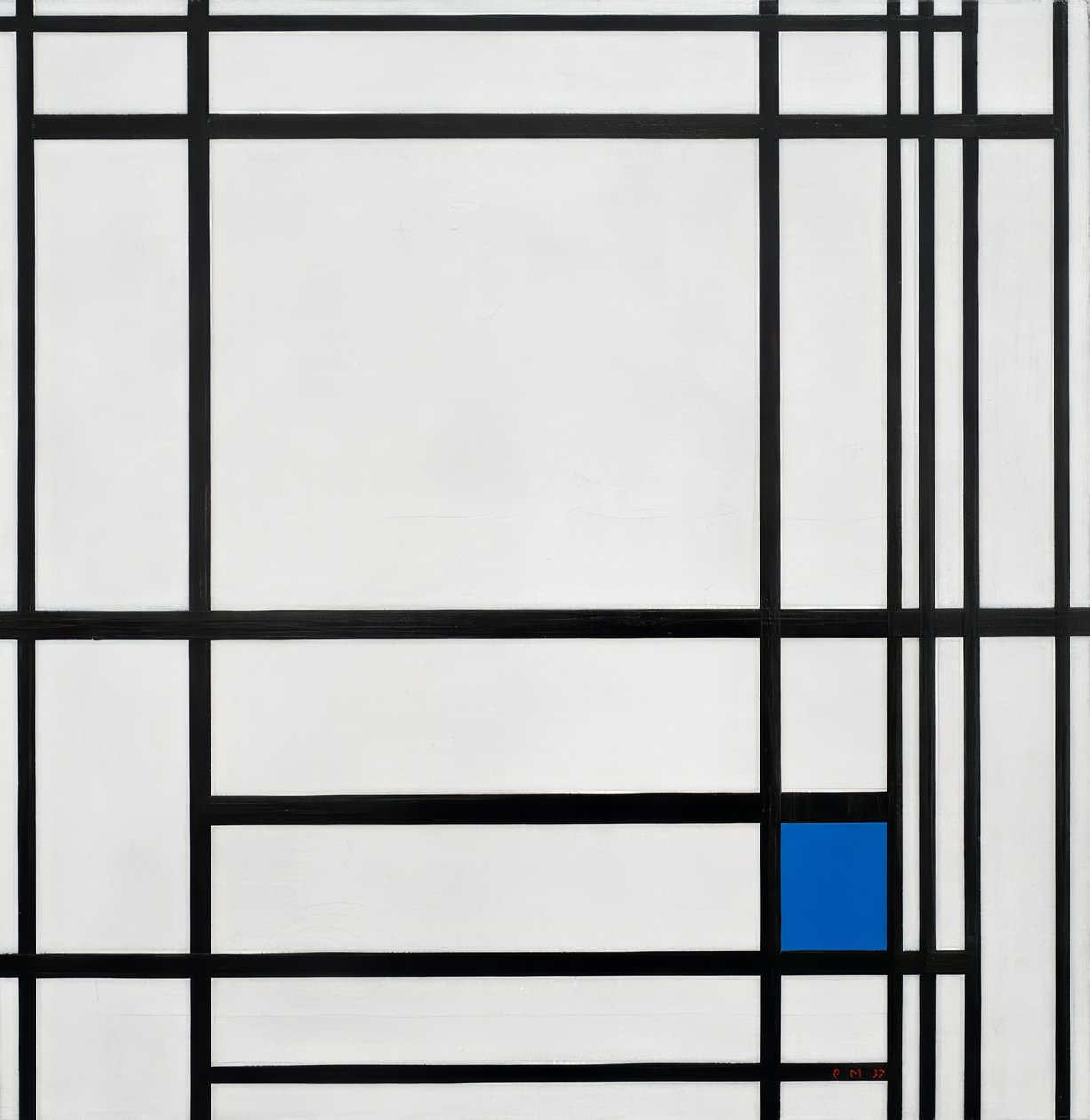 线条和颜色的组成，III;与蓝色的组成 作者 彼得·蒙德里安