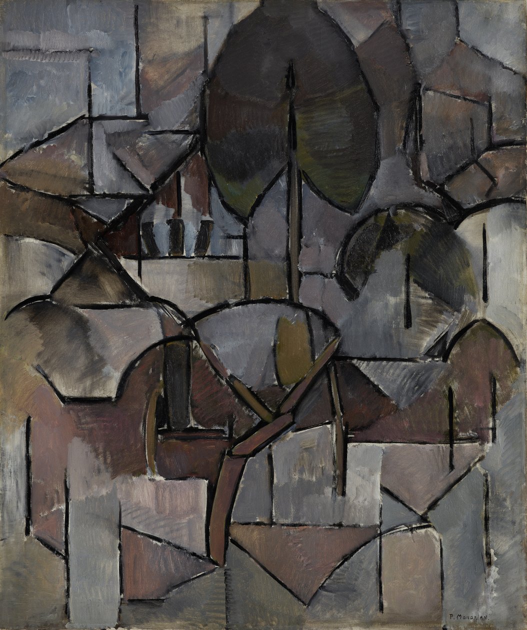 树木景观，1912年 作者 彼得·蒙德里安