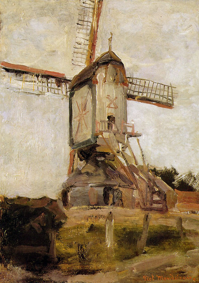 在Heeswijk的Post Mill 作者 彼得·蒙德里安