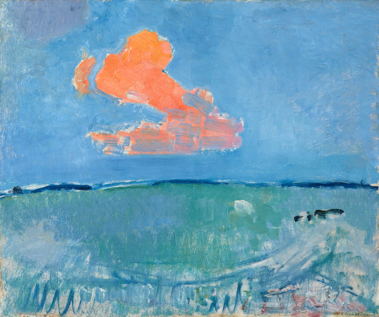 红云，c.1907（纸板上的油） 作者 彼得·蒙德里安
