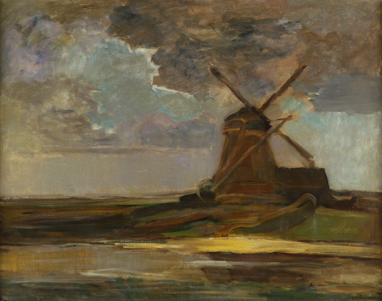 盖因的风车，约1906-07（布面油画）。 作者 彼得·蒙德里安