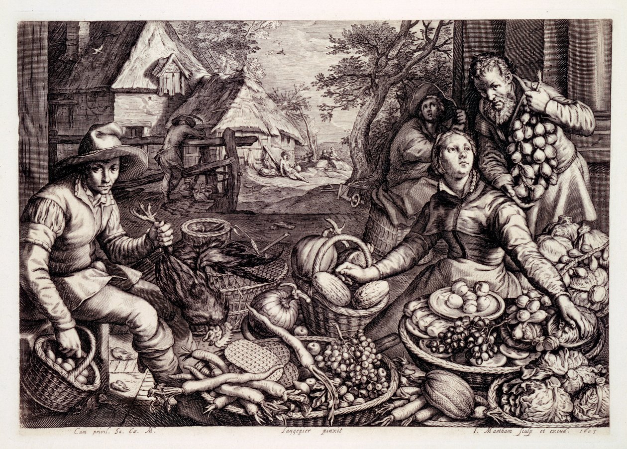 秋季制作和游戏，由Jacob Matham，1603年制作 作者 彼得·埃森（Pieter Aertsen）